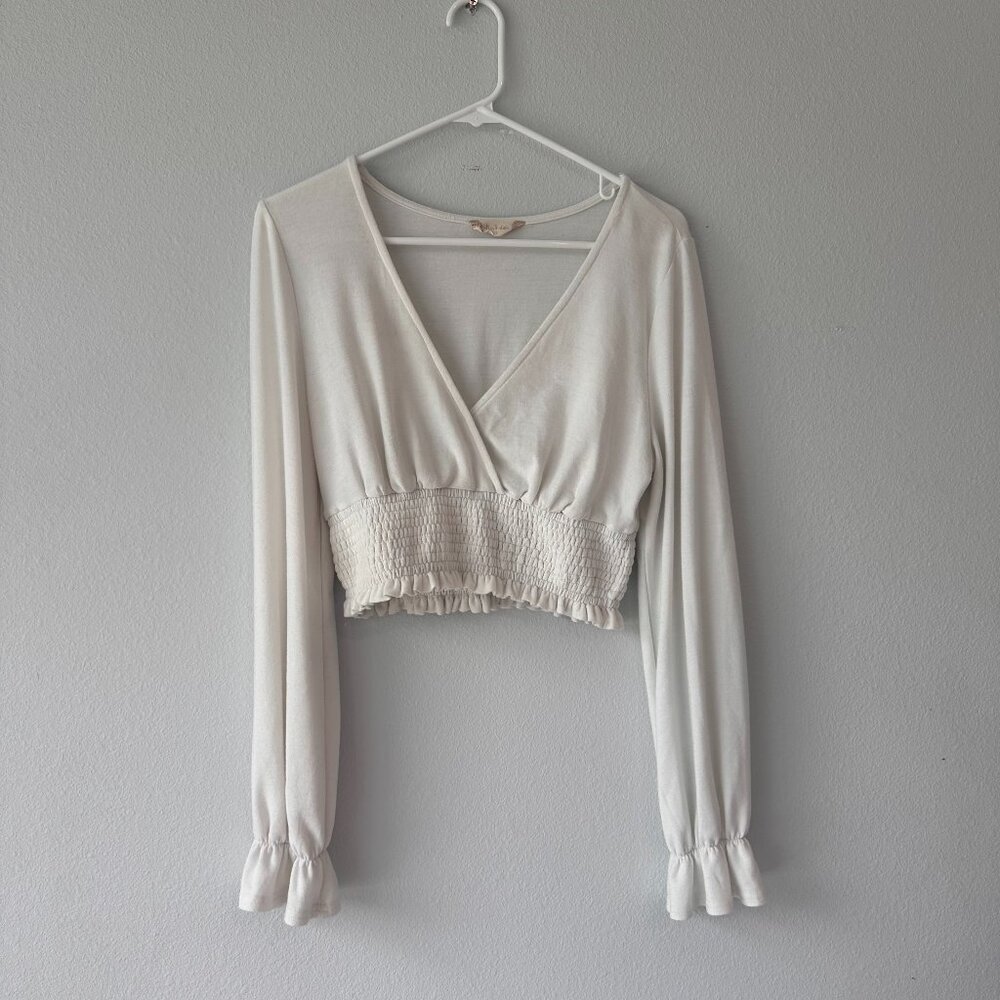 White Altar'd State long sleeve cropped blouse